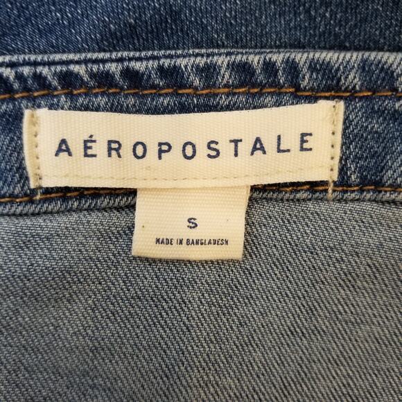 Aeropostale Women's Denim Jean Button Front Patch Pocket Mini Dress Small - Picture 5 of 9